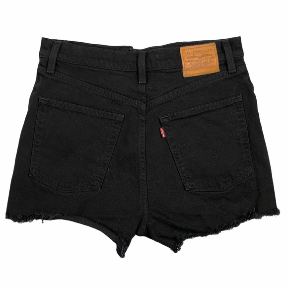 Levi’s Ribcage Black raw hem shorts button fly - Picture 2 of 8